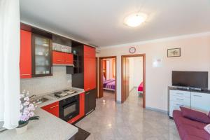 Kuchyň nebo kuchyňský kout v ubytování Apartments Hudic