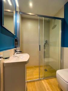 La salle de bains est pourvue d'une douche et d'un lavabo. dans l'établissement Guest House Le Contesse, à Florence