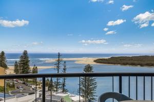 a view of the ocean from a balcony at Grand Pacific Unit 112 Caloundra QLD in Caloundra