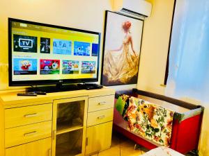 A television and/or entertainment centre at Central Apartment Private Parking Terrace & AC