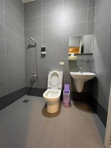 關山的住宿－關山福緣民宿，一间带卫生间和水槽的浴室