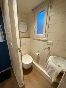 ein kleines Bad mit WC und Waschbecken in der Unterkunft Tiny House Ems im PIER9 Tiny House Hotel in Hamm