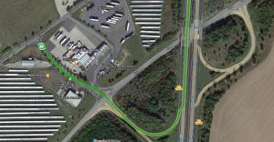a map of a road with a green line at Roatel Osterfeld A9 my-roatel-com in Kleinhelmsdorf