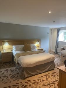 1 dormitorio con 1 cama grande en una habitación en The Sea Trout Inn, en Totnes
