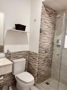 a bathroom with a toilet and a shower at Departamento 1 habitación zona exclusiva in Asuncion