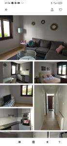 eine Collage mit vier Bildern eines Wohnzimmers in der Unterkunft Casanova in Fene