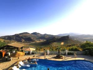 duży basen z widokiem na winnicę w obiekcie Magical Andalusian Vacation "Los Arcos" w mieście Tózar