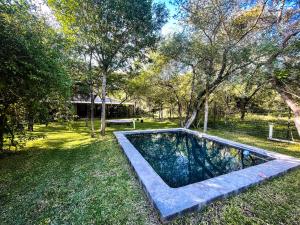 una piscina en medio de un patio con árboles en Ukuthula @ the Kruger, en Marloth Park