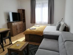 a hotel room with a bed and a couch at TimKop-Vidik in Kopaonik