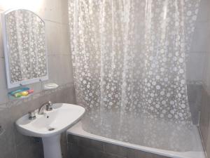 baño con lavabo y cortina de ducha en Alameda en Paraná