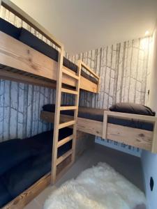 a bunk bed room with two bunk beds and a ladder at Le Marlou in La Toussuire