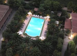 an overhead view of a swimming pool with palm trees at Hotel Tenuta San Francesco in Barletta