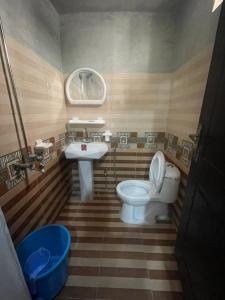 a bathroom with a toilet and a sink at Hotel new royal palace in Lahore