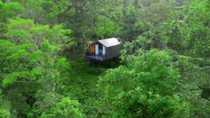 a small cabin in the middle of a forest at Flora Vythiri Resort in Vythiri