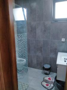 a bathroom with a shower with a toilet and a sink at Residence Inès djerba Appartement de Lux in Houmt Souk
