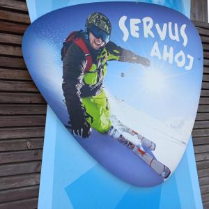 Una foto di un uomo su uno snowboard di Apartman Mitterdorf Almberg 7 a Mitterfirmiansreut