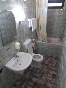 a bathroom with a white toilet and a sink at Casa Gabriela in Sinaia