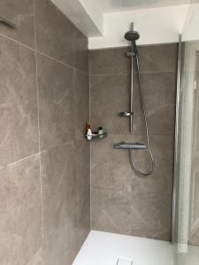 a shower with a shower head in a bathroom at Durbuy Vues Infinies in Durbuy