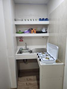 Η κουζίνα ή μικρή κουζίνα στο ALOJAMIENTO El Lago +24 φωτογραφίες