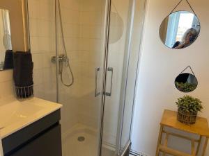 a bathroom with a shower and a sink at jolie studio 25 in Arras