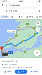 a screenshot of a google map with a bus at Baywatch, Shannon River View in Droíchead an Chláir