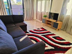 a living room with a couch and a tv at Pacific Apartment in Suva