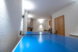 una gran mesa de ping pong azul en una habitación en Cala Pepita en Alpens