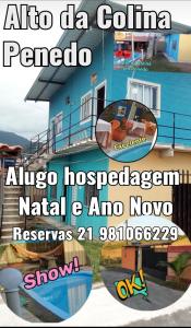 a poster for a hotel with a sign for a room at Espaço Alto da Colina em Penedo RJ in Itatiaia
