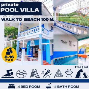 a poster for a pool villa walk to beach too mi at เลทซี&กรีนเวฟ หัวหิน พูลวิลล่า เดินลงทะเล100เมตร Let's Sea & Greenwave Hua-Hin Pool Villa walk to beach 100M in Hua Hin