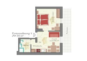 Půdorys ubytování Pension Waldegg