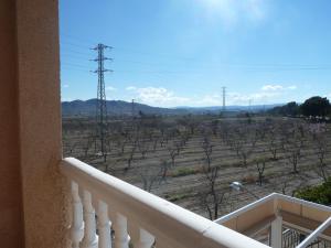 a balcony with a view of a vineyard at Hotel Rural Miguel Rosi in Huércal-Overa