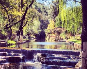 a painting of a waterfall in a park at Dalya Life in Göcek
