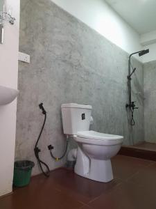 a bathroom with a toilet and a shower at Water Side Guest in Adams Peak