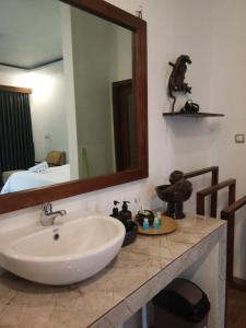 een badkamer met een wastafel en een spiegel bij The luxe villas lombok in Kuta Lombok