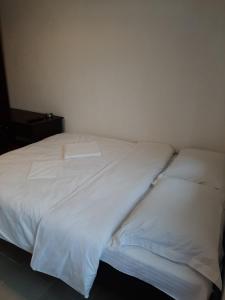 a white bed with two pillows on top of it at Vila Dionysos Brasov in Braşov