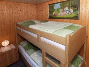 a bedroom with a bunk bed in a cabin at Serene Holiday Home in Altenfeld with Private Terrace in Altenfeld