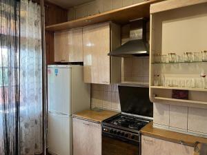 kuchnia z lodówką i kuchenką w obiekcie 3х комнатная квартира возле парка w mieście Rivne