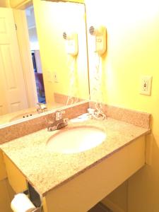 a bathroom counter with a sink and a mirror at Scottish Inn - Nashville in Nashville