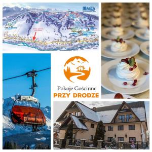 a collage of pictures of a ski resort and a ski lift at Pokoje Gościnne Przy Drodze in Białka Tatrzańska