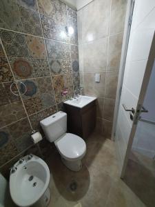 een badkamer met een toilet en een wastafel bij DEPARTAMENTO AMOBLADO PARQUE SAN VICENTE in Godoy Cruz
