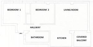 The floor plan of Beautiful 2 bedroom apartment near Puerto Rico beach