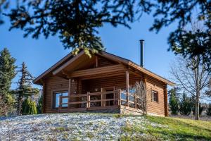 MiríkiThe Flysch的山丘上带门廊的小木屋