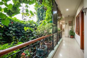 a hallway with plants and a balcony with plants at Hotel Ardellia in Bandung