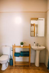 La salle de bains est pourvue de toilettes et d'un lavabo. dans l'établissement Casa Beta, à Buenavista del Norte