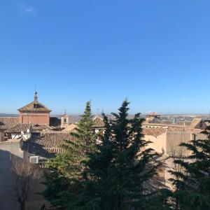 vistas a una ciudad con árboles y edificios en El Rinconcillo - centro histórico de Toledo, en Toledo