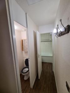 a small bathroom with a toilet and a sink at Résidence Le fägot à Valmorel- studio 4 personnes in Valmorel