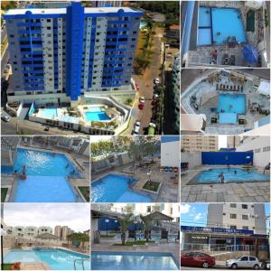 un collage de fotos de una piscina en Tainá e Cezar's Park Caldas Novas, en Caldas Novas