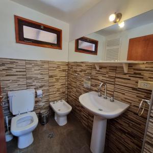 a bathroom with a toilet and a sink at Apartamentos Andrea in Villa General Belgrano