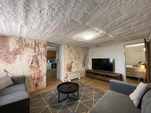 a living room with a couch and a tv at 894 Holly Court in Coober Pedy
