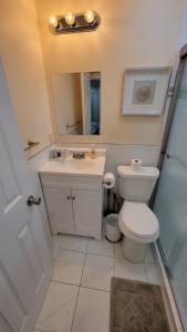 ヒルトン・ヘッド・アイランドにあるHHI Homes LLCのバスルーム(トイレ、洗面台、鏡付)